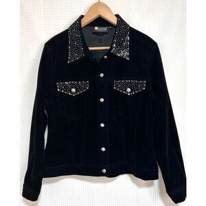 Christine Alexander size M Black Velvet Whimsigoth Rhinestone Goth Jacket G